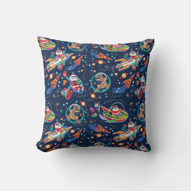 Retro Christmas Space Age Santa Pillow Kussen (Voorkant)