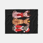 Retro Christmas Sphynx Cat Santa Reindeer Fleece Deken (Voorkant (Horizontaal))