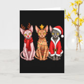 Retro Christmas Sphynx Cat Santa Reindeer  Kaart (Gele Bloem)