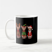 Retro Christmas Sphynx Cat Santa Reindeer Koffiemok (Links)