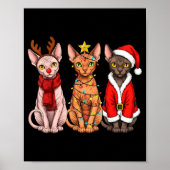 Retro Christmas Sphynx Cat Santa Reindeer  Poster (Voorkant)