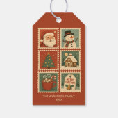 Retro Christmas Stamp Collage Cadeaulabel (Achterkant)