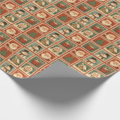 Retro Christmas Stamp Collage Cadeaupapier (Hoek)