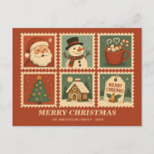 Retro Christmas Stamp Collage Feestdagenkaart (Voorkant)