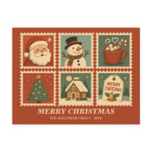 Retro Christmas Stamp Collage