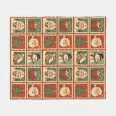 Retro Christmas Stamp Collage Fleece Deken (Voorkant (Horizontaal))
