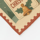 Retro Christmas Stamp Collage Fleece Deken (Hoek)