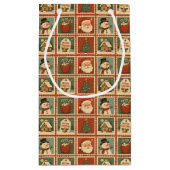 Retro Christmas Stamp Collage Klein Cadeauzakje (Achterkant)