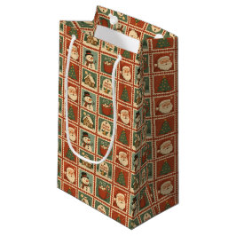 Retro Christmas Stamp Collage Klein Cadeauzakje