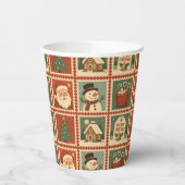 Retro Christmas Stamp Collage Papieren Bekers (Links)