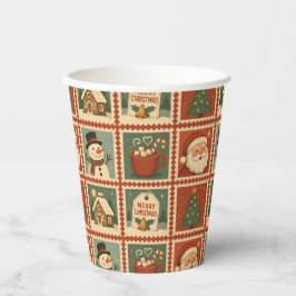 Retro Christmas Stamp Collage Papieren Bekers