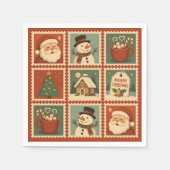 Retro Christmas Stamp Collage Servet (Voorkant)