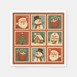 Retro Christmas Stamp Collage Servet