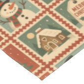 Retro Christmas Stamp Collage Tafelkleed (Gekanteld)