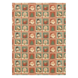 Retro Christmas Stamp Collage Tafelkleed