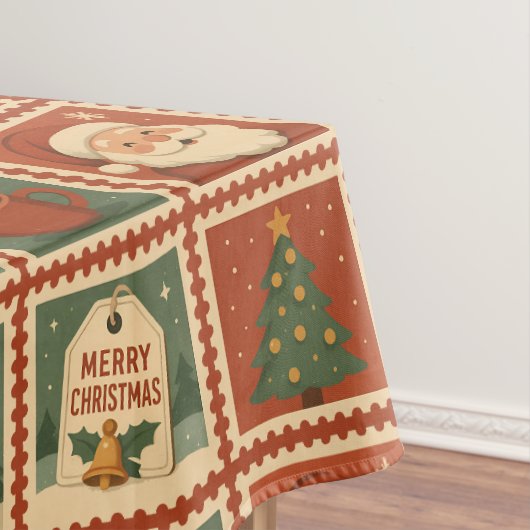 Retro Christmas Stamp Collage Tafelkleed (Voorbeeld)