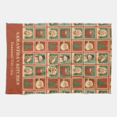 Retro Christmas Stamp Collage Theedoek (Horizontaal)
