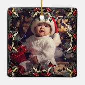 Retro Christmas Stars Border Foto Ornament (Achterkant)