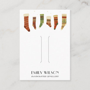 RETRO CHRISTMAS STOCKINGS HAIR CLIP DISPLAY CARD VISITEKAARTJE