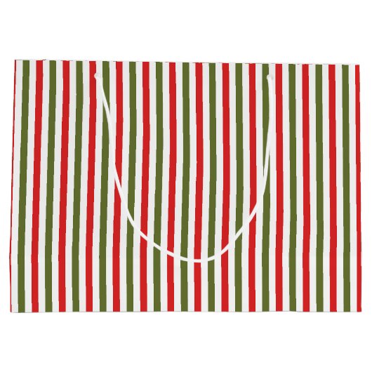 Retro Christmas Stripe Pattern Custom Christmas Groot Cadeauzakje (Achterkant)