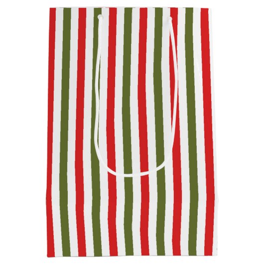 Retro Christmas Stripe Pattern Custom Christmas Medium Cadeauzakje (Achterkant)