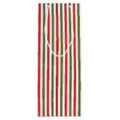 Retro Christmas Stripe Pattern Custom Christmas Wijn Cadeautas (Achterkant)