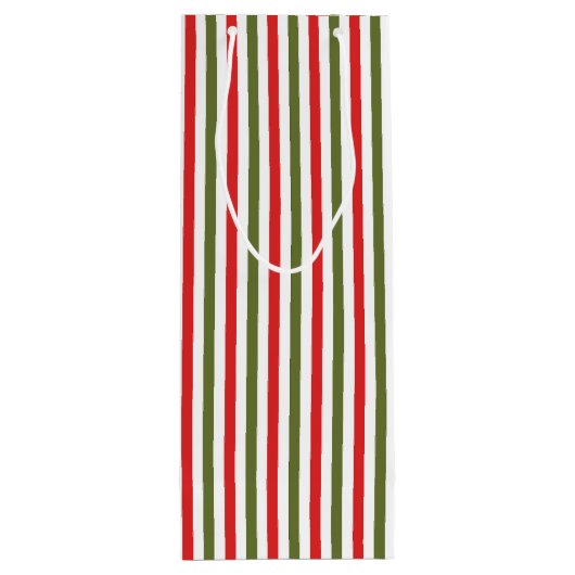 Retro Christmas Stripe Pattern Custom Christmas Wijn Cadeautas (Achterkant)