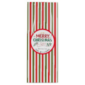 Retro Christmas Stripe Pattern Custom Christmas Wijn Cadeautas (Voorkant)