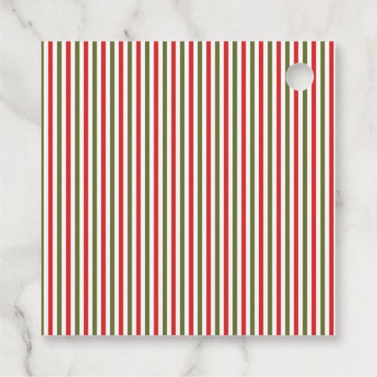 Retro Christmas Stripe Pattern & Teddy Bear Custom Bedankjes Labels (Achterkant)