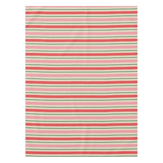 Retro Christmas Stripes Pattern Pink Red Green Tafelkleed (Voorkant)