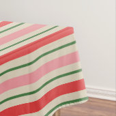 Retro Christmas Stripes Pattern Pink Red Green Tafelkleed (Voorbeeld)