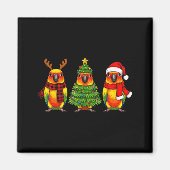 Retro Christmas Sun Conure Parrot Santa Reindeer Magneet (Voorkant)