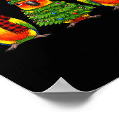 Retro Christmas Sun Conure Parrot Santa Reindeer  Poster (Hoek)