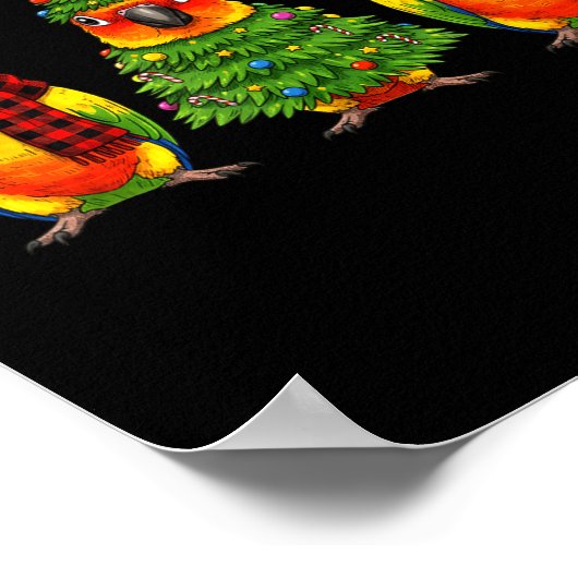 Retro Christmas Sun Conure Parrot Santa Reindeer Poster (Hoek)