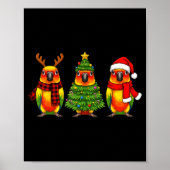 Retro Christmas Sun Conure Parrot Santa Reindeer Poster (Voorkant)