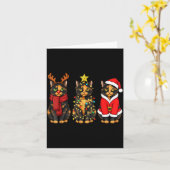 Retro Christmas Tortoiseshell Cat Santa Reindeer  Kaart (Gele Bloem)