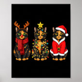 Retro Christmas Tortoiseshell Cat Santa Reindeer Poster (Voorkant)
