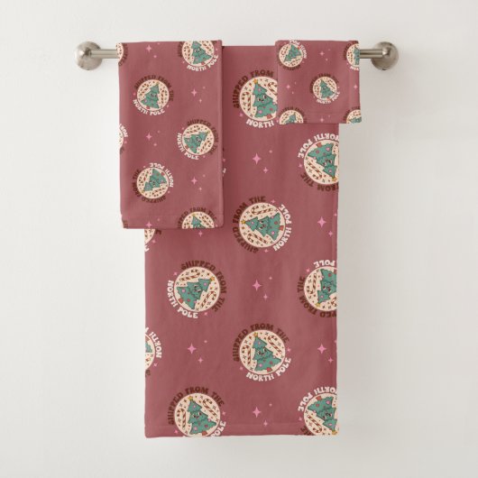Retro Christmas Towels Pastel Peaceful Vibes Bad Handdoek (Insitu)