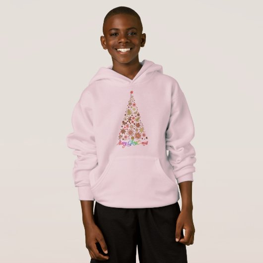 Retro Christmas Tree Basic Hooded Sweatshirt (Voorkant volledig)