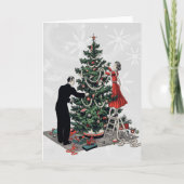 Retro Christmas Tree Feestdagen Kaart (Voorkant)