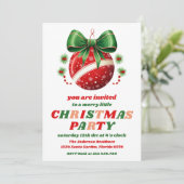Retro Christmas Tree Ornaments Editable Party Kaart (Staand voorkant)
