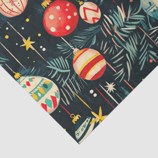 Retro Christmas Tree Ornaments Tissuepapier (Detail)