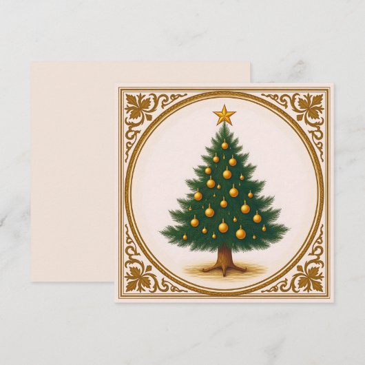 Retro Christmas Tree Simple Rustic Trendy  Feestdagenkaart (Voorkant / Achterkant)