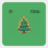 Retro Christmas tree Vierkante Sticker (Voorkant)