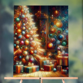 Retro Christmas Tree With Presents Underneath Wall Acryl Bord (Neutraal)