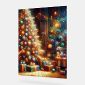 Retro Christmas Tree With Presents Underneath Wall Acryl Bord (Hoek)