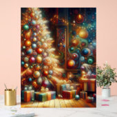 Retro Christmas Tree With Presents Underneath Wall Acryl Bord (Huwelijk)