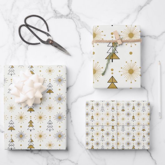 “Retro Christmas Trees | Mid Century Modern Inpakpapier Vel (Voorkant)