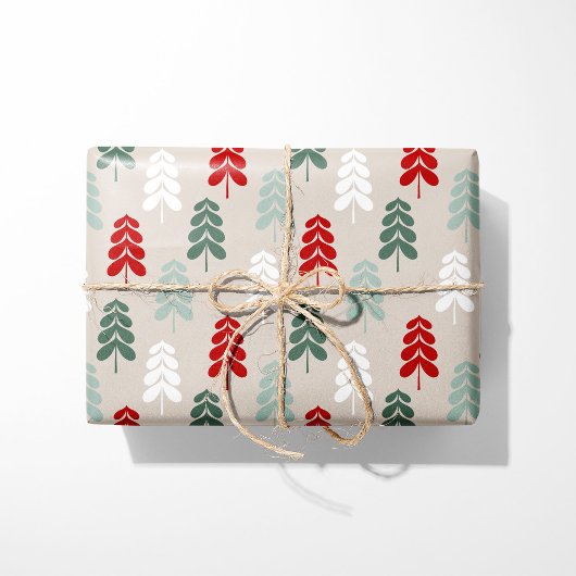 Retro Christmas Trees Wrapping Paper Cadeaupapier