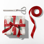 Retro Christmas Trees Wrapping Paper Cadeaupapier